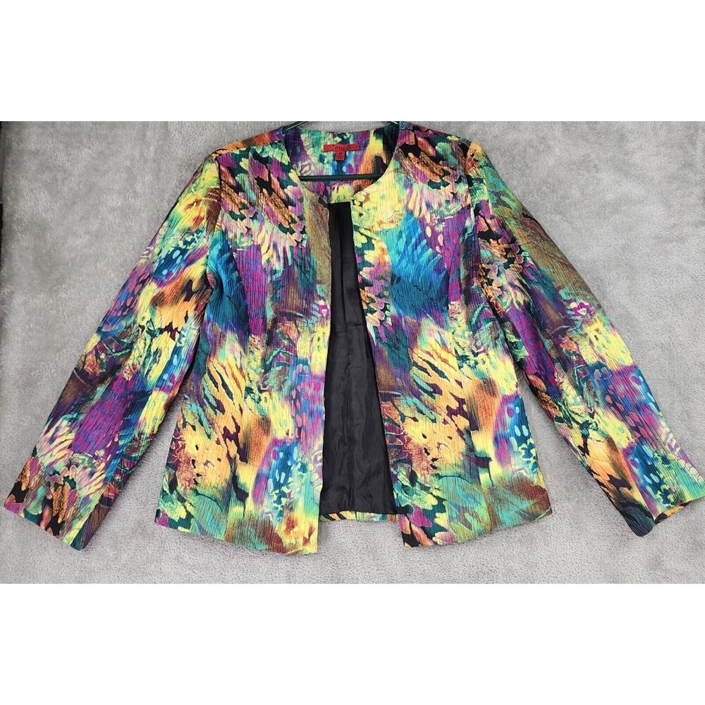 Joni B. Jacket Womens Medium Multicolored Open Front Long Sleeve Vintage Blazer